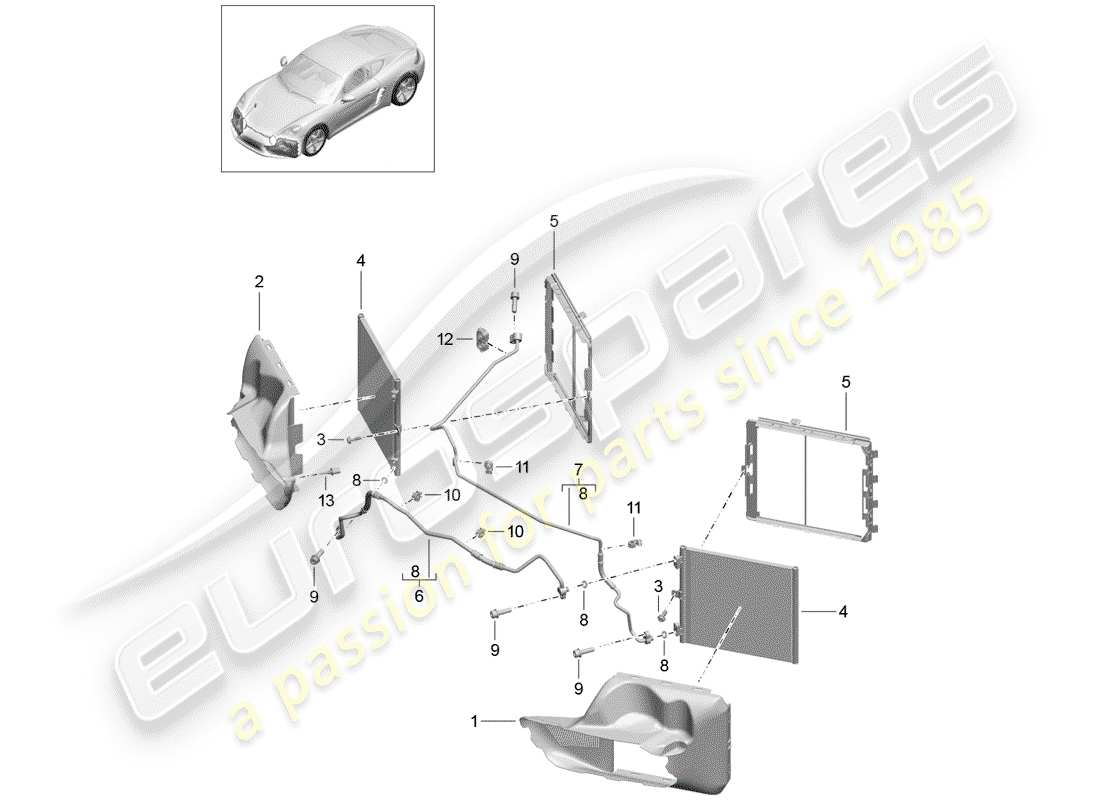 porsche 718 cayman (2018) refrigerant circuit part diagram