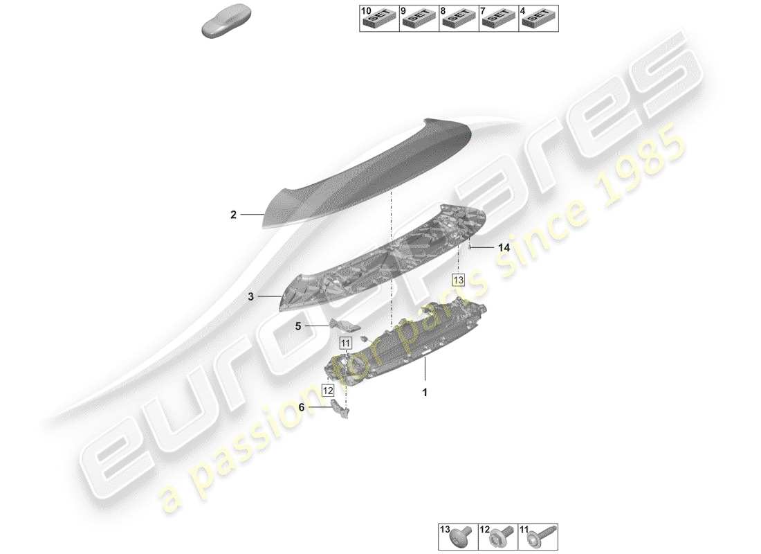 porsche 2020 rear spoiler part diagram