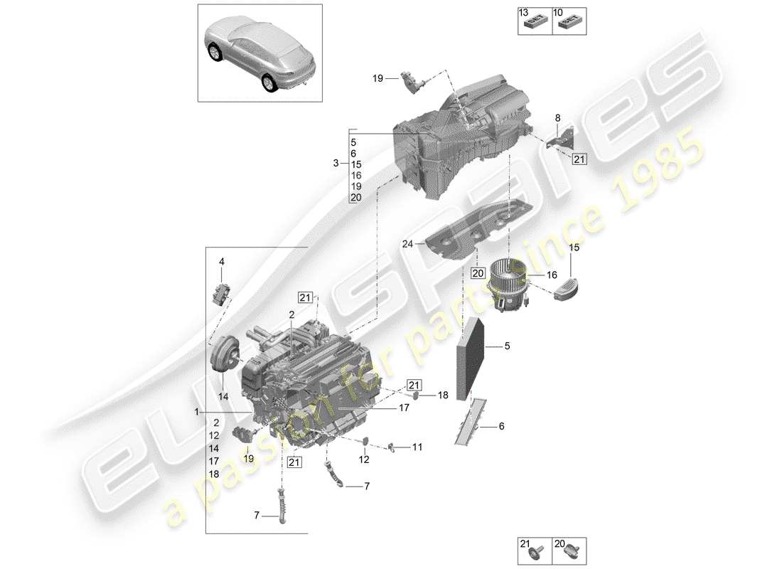 porsche macan (2014) air conditioner part diagram