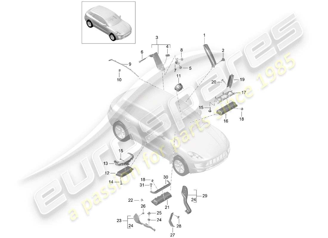 porsche macan (2015) airbag part diagram