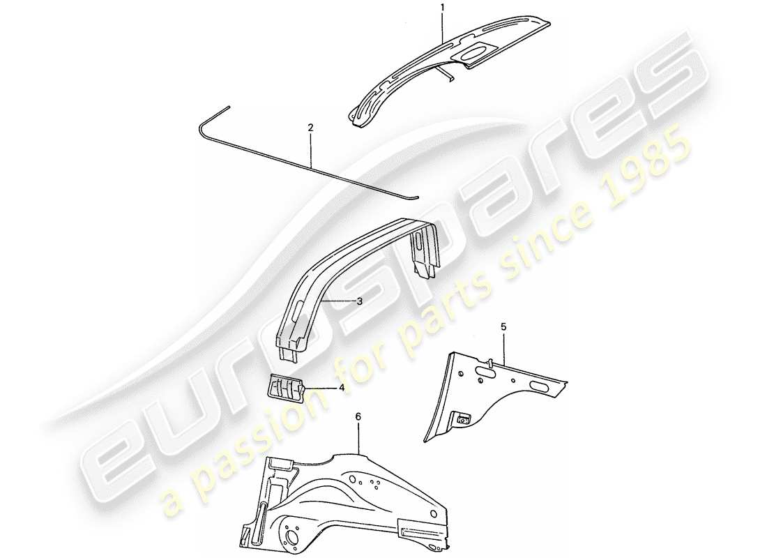 porsche 911 (1974) inner panel part diagram