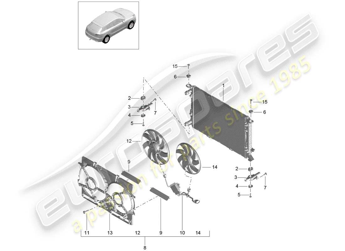 porsche macan (2014) water cooling part diagram