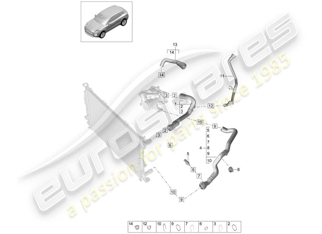 porsche macan (2019) water cooling part diagram