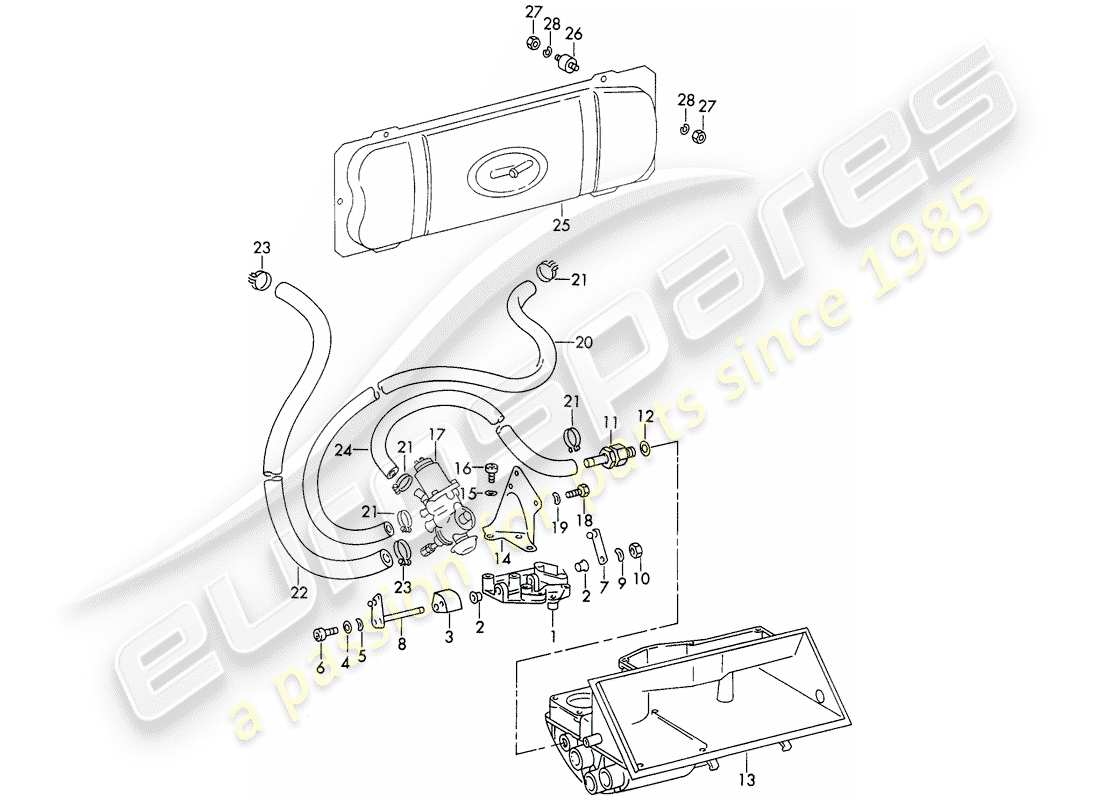 porsche 911 (1970) vacuum system - for - clutch release - d - mj 1972>> part diagram