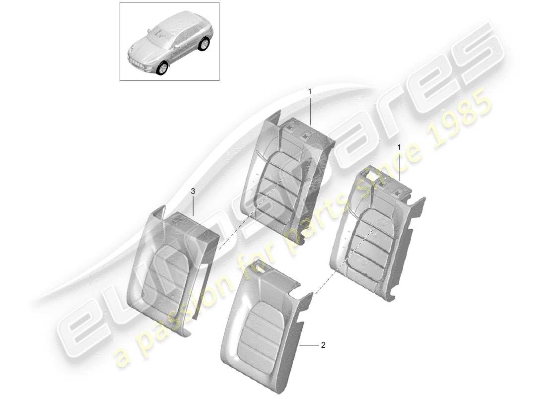 porsche macan (2018) foam part part diagram