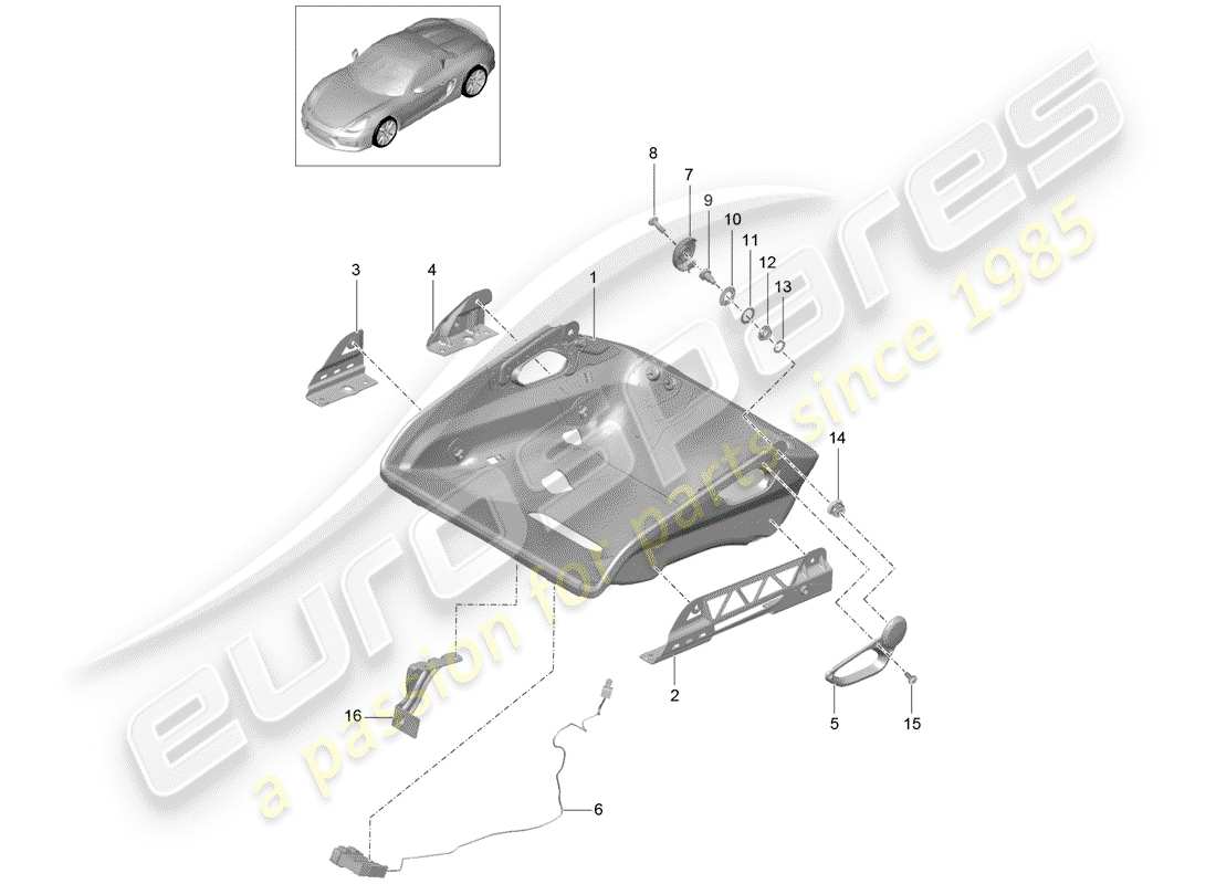 porsche boxster spyder (2016) seat part diagram