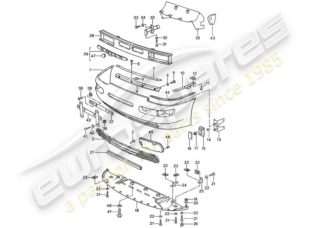 porsche 968 (1992) cover for bumper - bumper part diagram