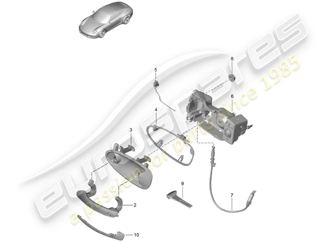 porsche 991 (2014) door handle part diagram