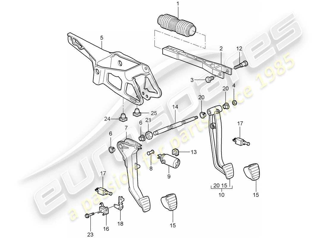 porsche cayman 987 (2006) pedals part diagram