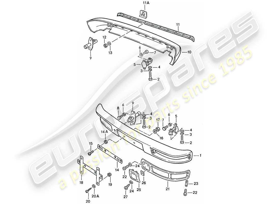 porsche 944 (1991) bumper - without: - buffer part diagram