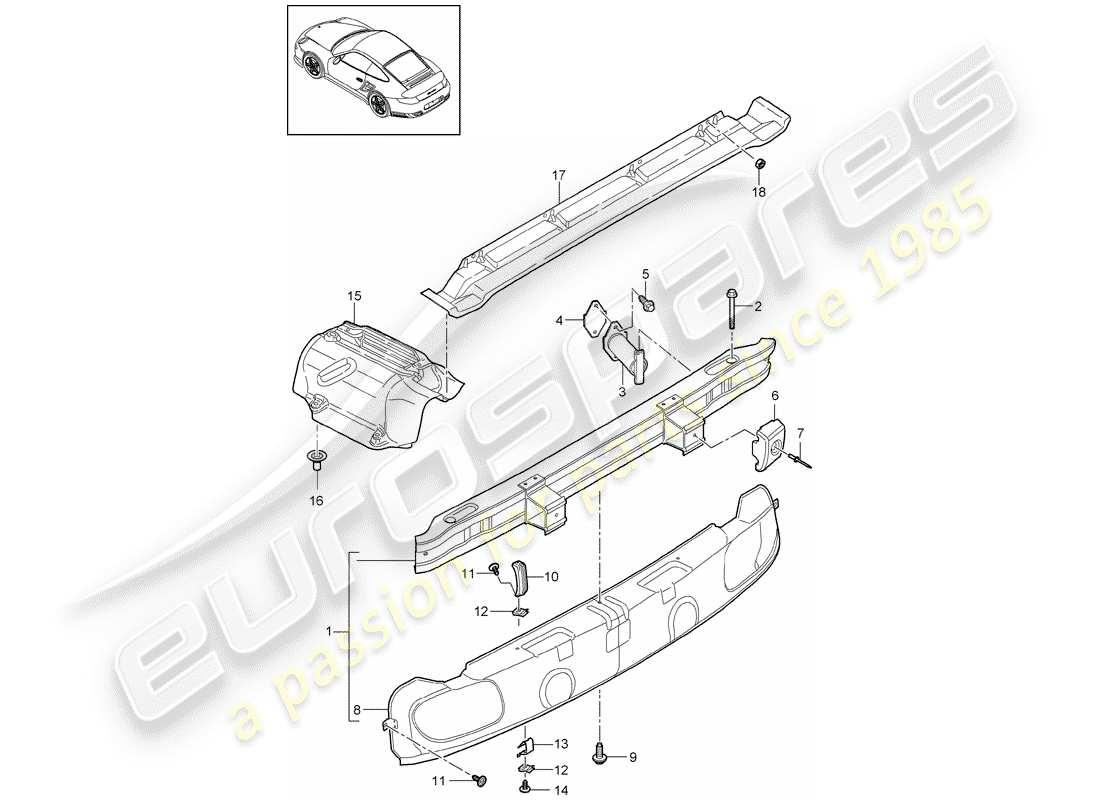 porsche 911 t/gt2rs (2013) bumper part diagram