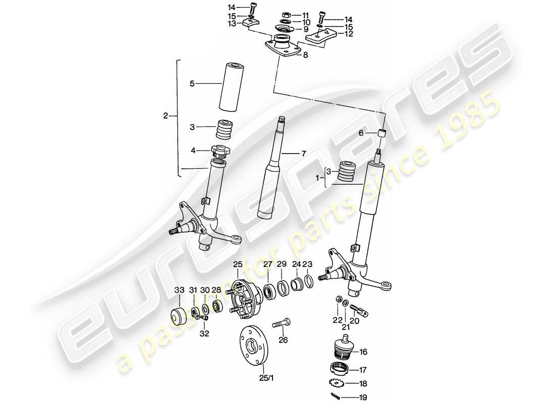 porsche 911 (1976) shock absorber strut - lubricants part diagram