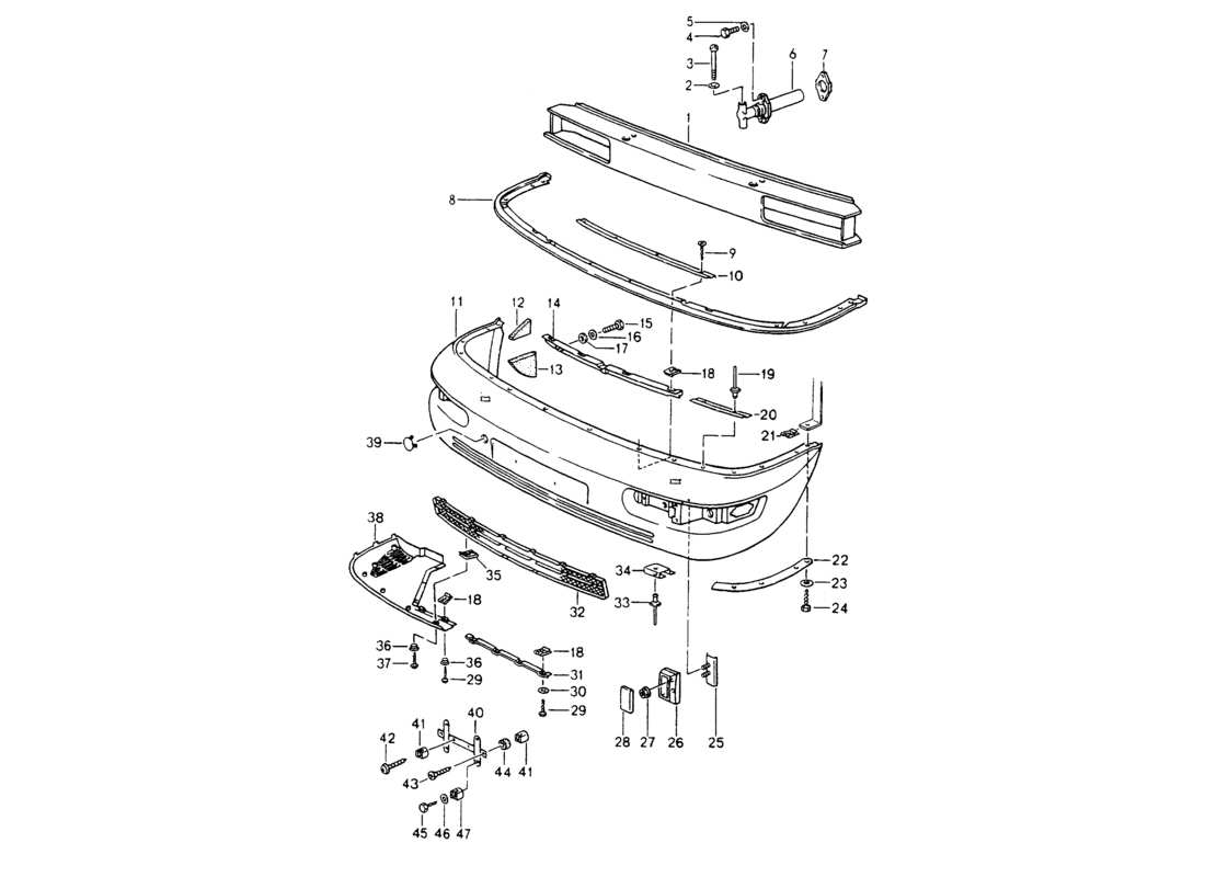 porsche 964 (1994) bumper part diagram