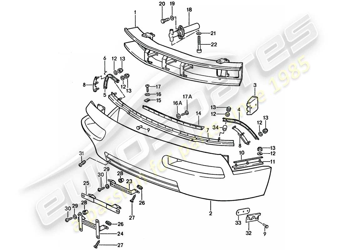 porsche 928 (1995) bumper part diagram