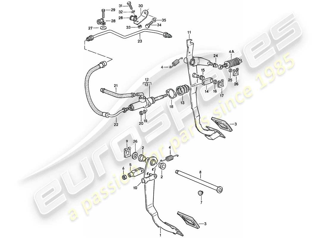 porsche 944 (1982) pedals part diagram