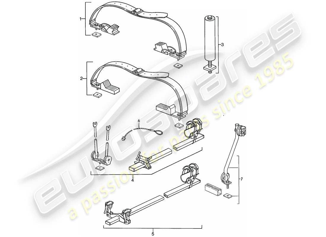 porsche 944 (1982) roof transport system part diagram