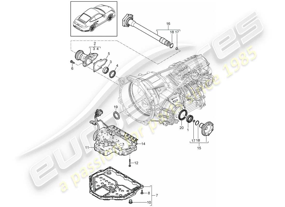 porsche 911 t/gt2rs (2013) - pdk - part diagram