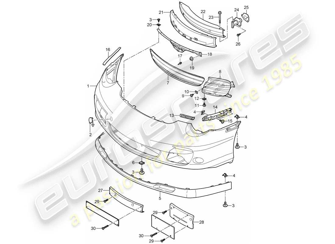 porsche 997 t/gt2 (2009) bumper part diagram