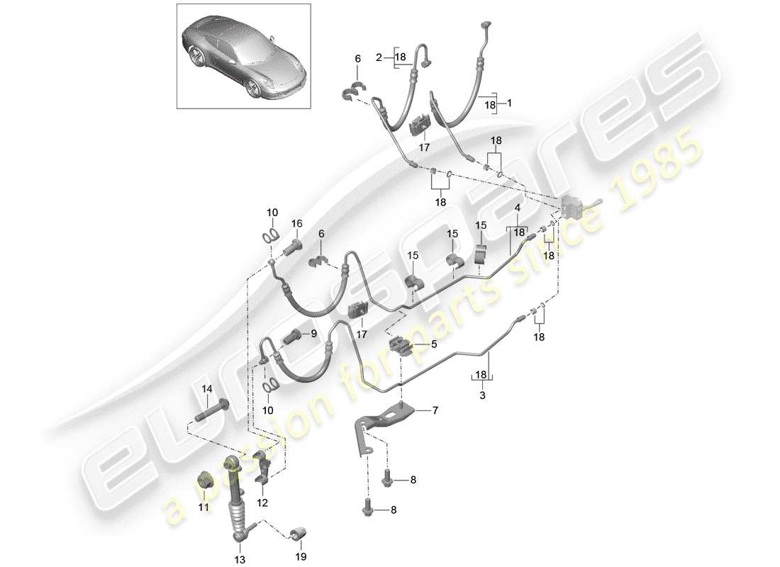 porsche 991 (2015) lines part diagram