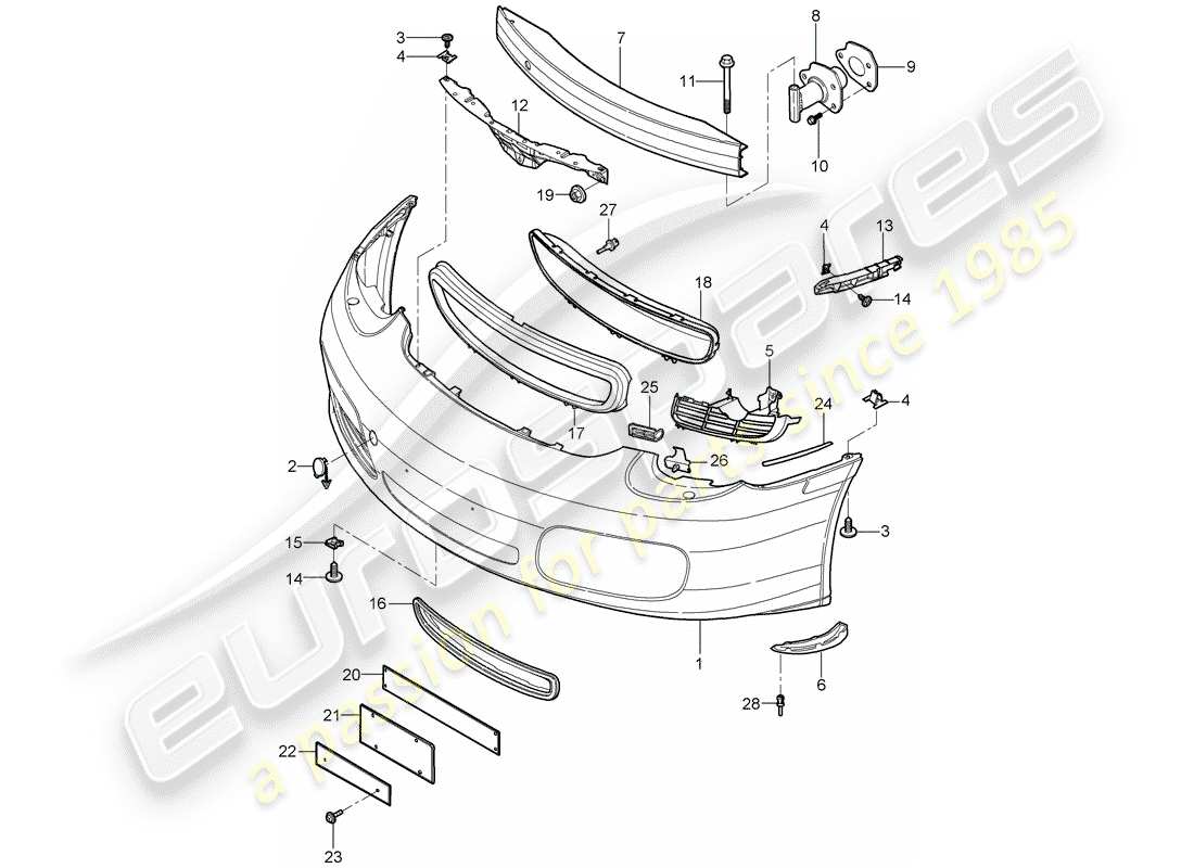 porsche boxster 987 (2008) bumper part diagram