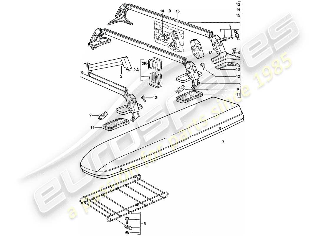 porsche 944 (1982) roof transport system part diagram