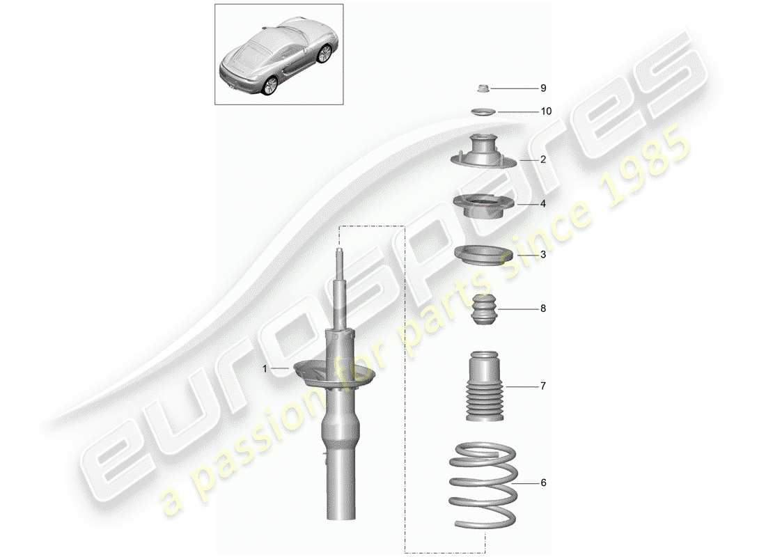 porsche cayman 981 (2016) shock absorber part diagram