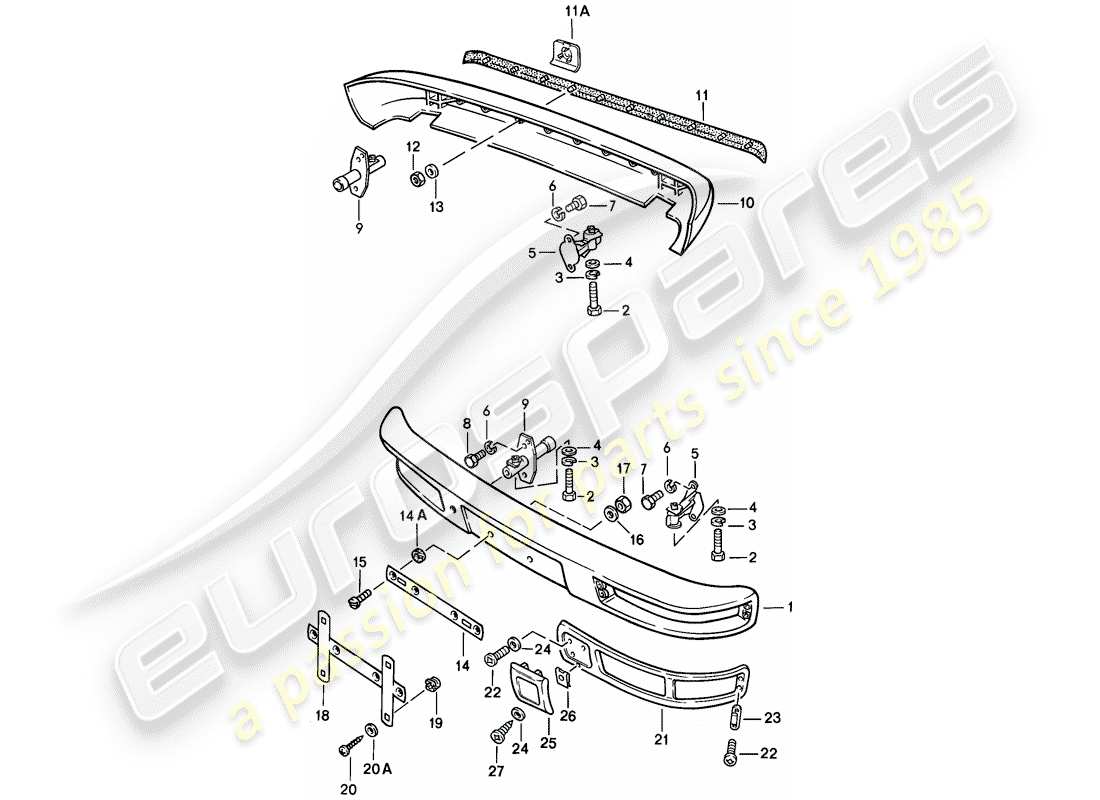 porsche 944 (1987) bumper - without: - buffer part diagram