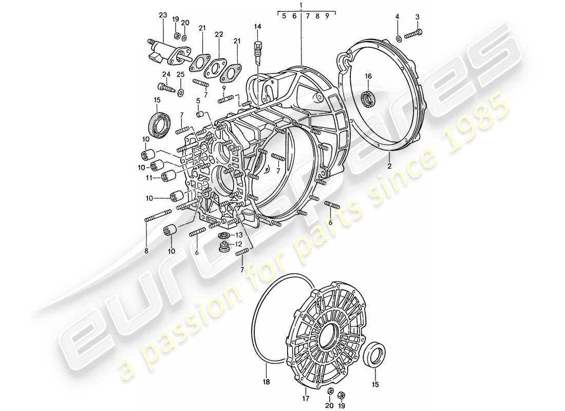 porsche 959 (1987) replacement transmission - transmission case parts diagram