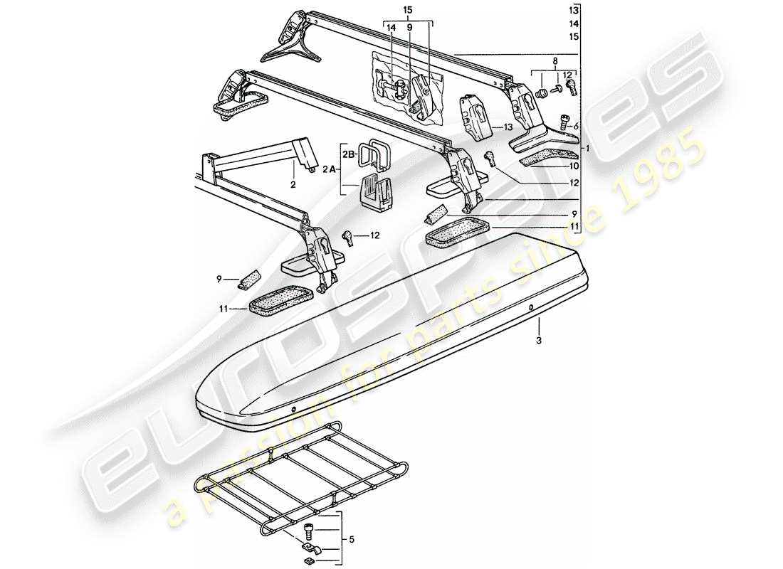 porsche 924s (1987) roof transport system part diagram