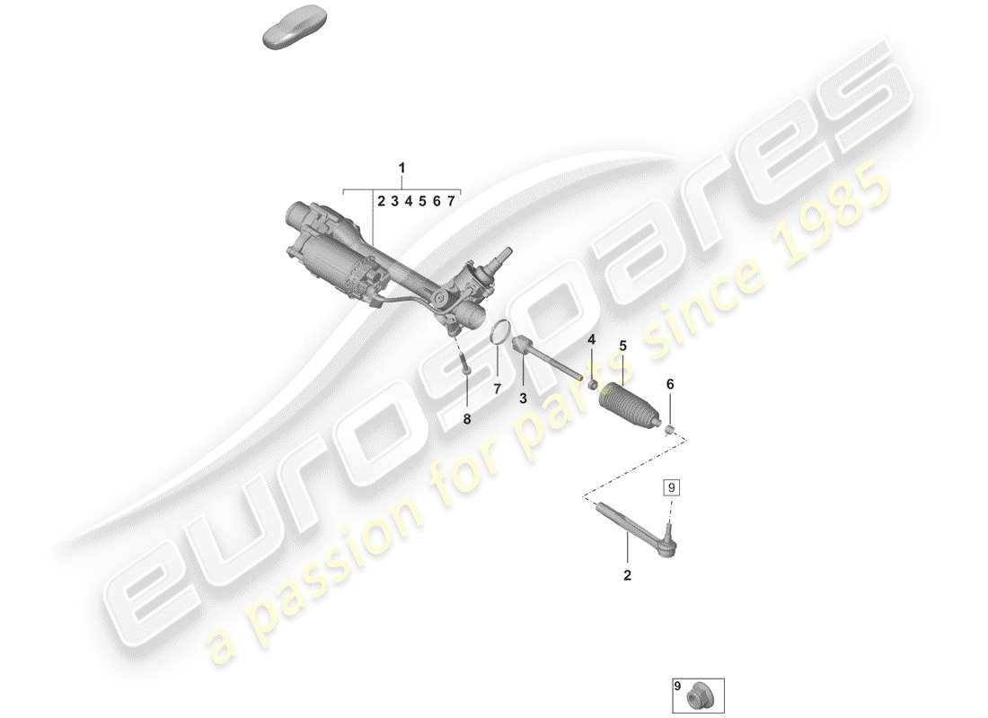 porsche 2019 steering gear part diagram