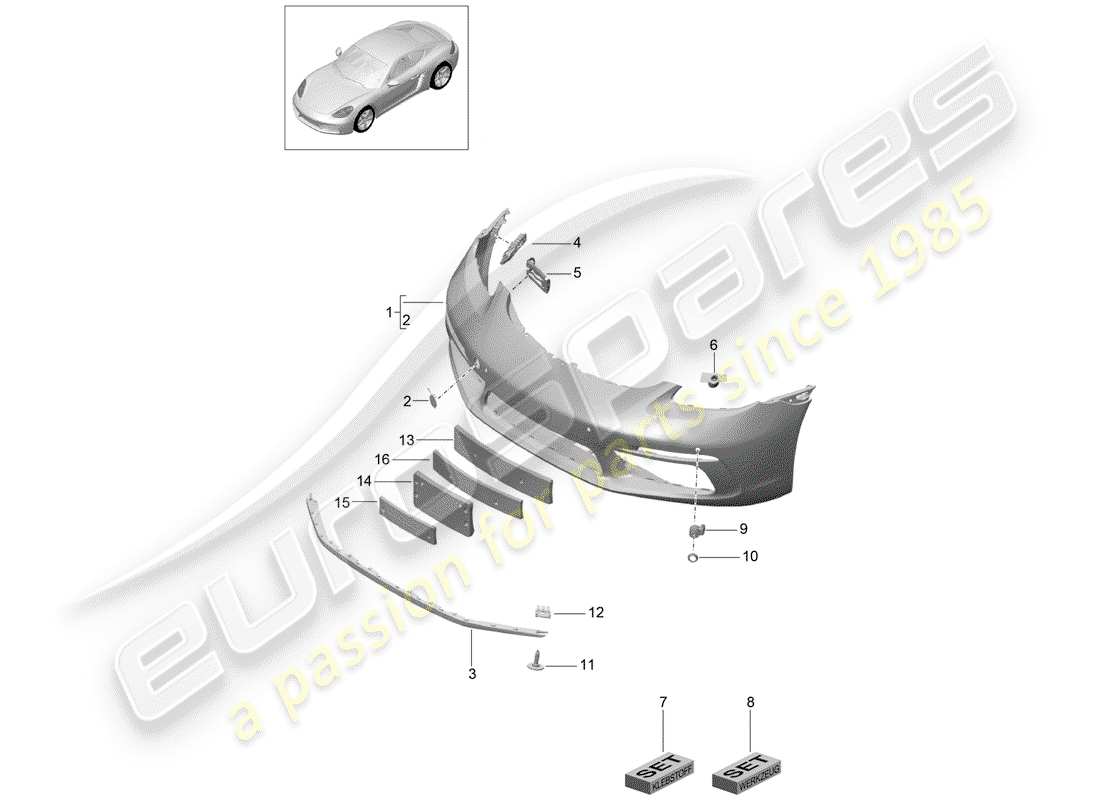 porsche 718 cayman (2018) bumper part diagram