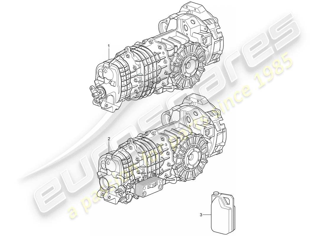 porsche 997 t/gt2 (2007) replacement transmission part diagram