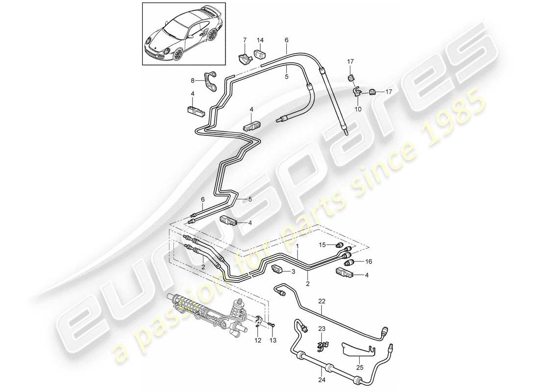 porsche 911 t/gt2rs (2013) power steering part diagram