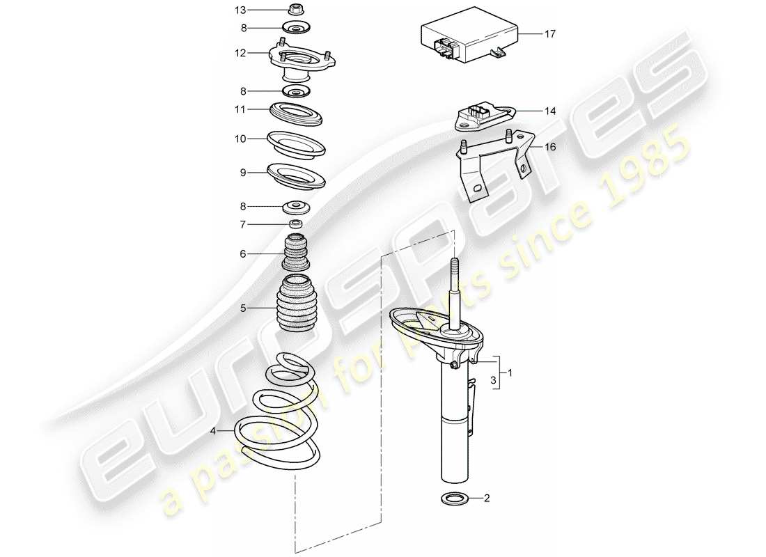 porsche 997 t/gt2 (2009) suspension part diagram