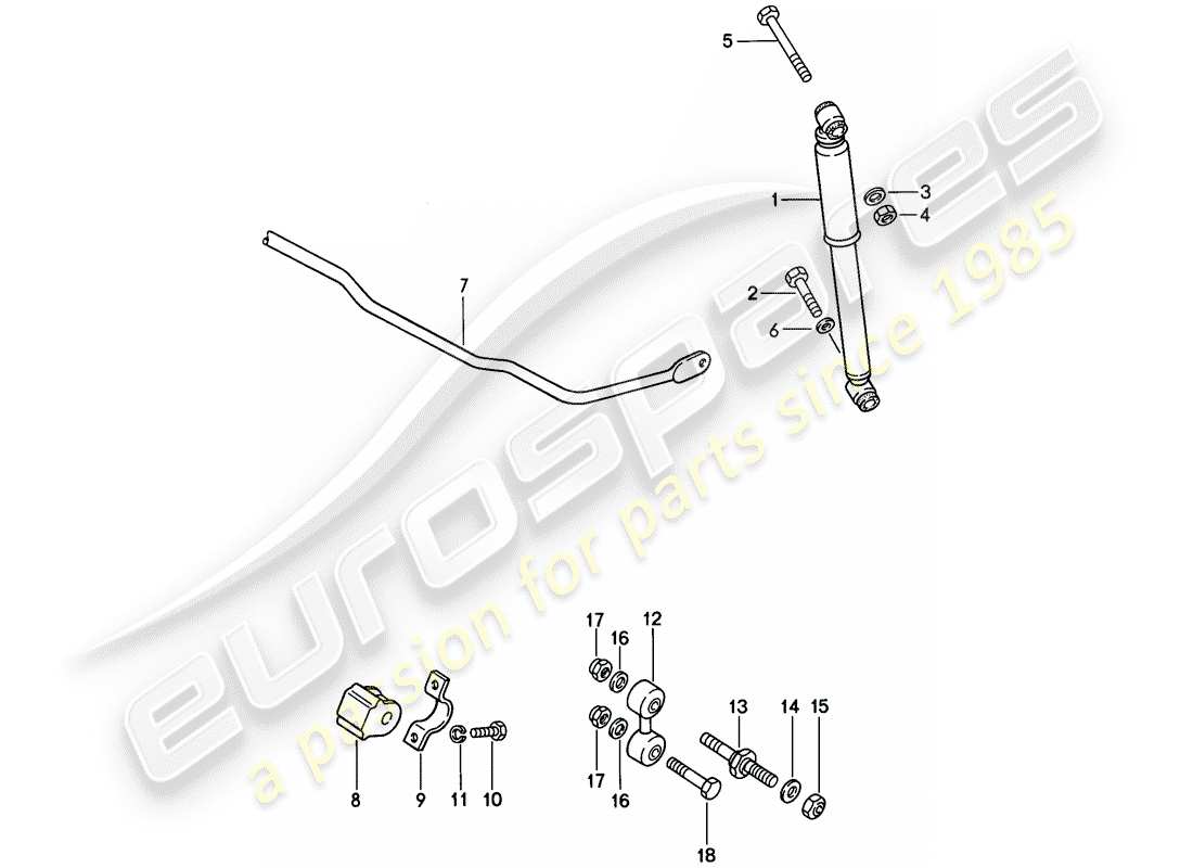 porsche 944 (1988) vibration damper - stabilizer part diagram