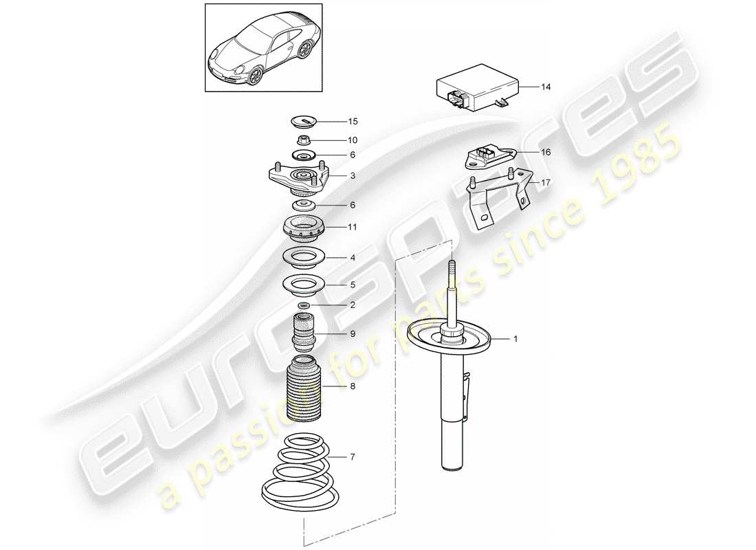 porsche 997 gen. 2 (2009) suspension part diagram