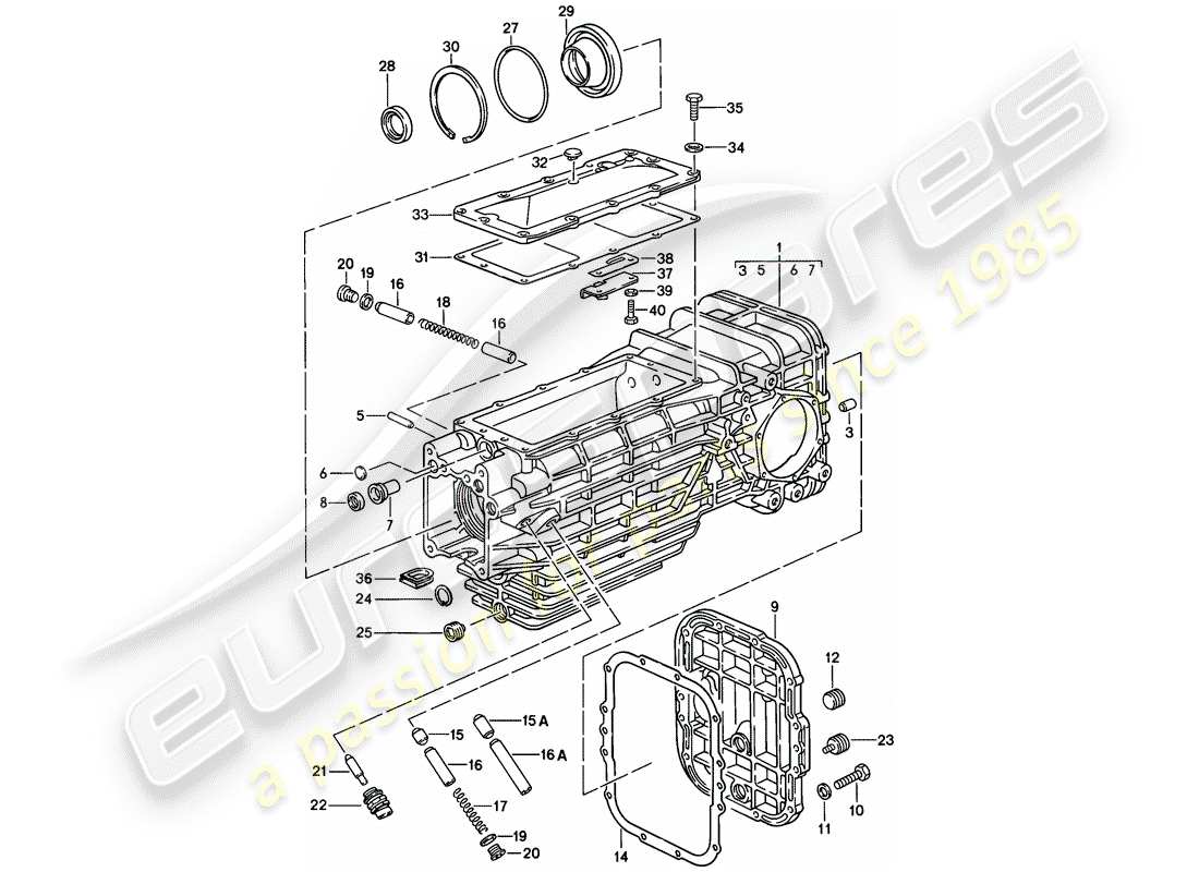 porsche 928 (1984) replacement transmission - transmission case - manual gearbox part diagram