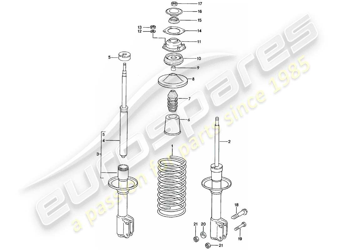 porsche 924 (1985) suspension - vibration damper part diagram