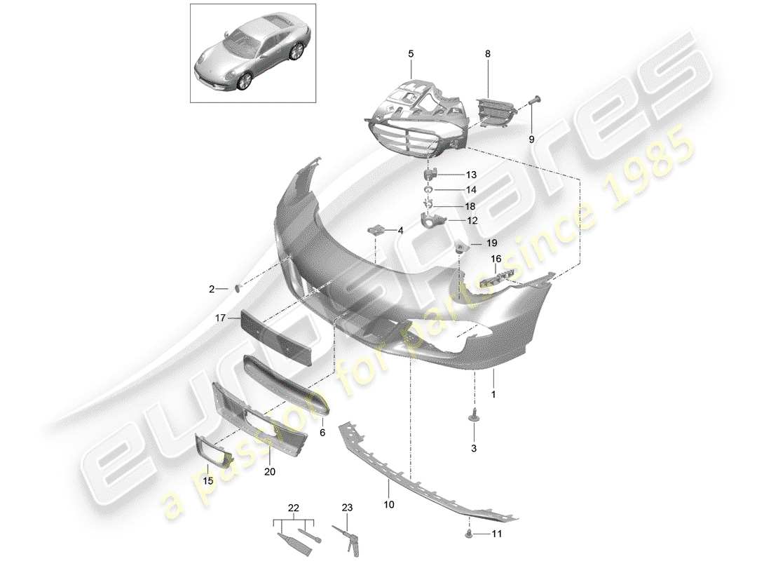 porsche 991 (2016) bumper part diagram