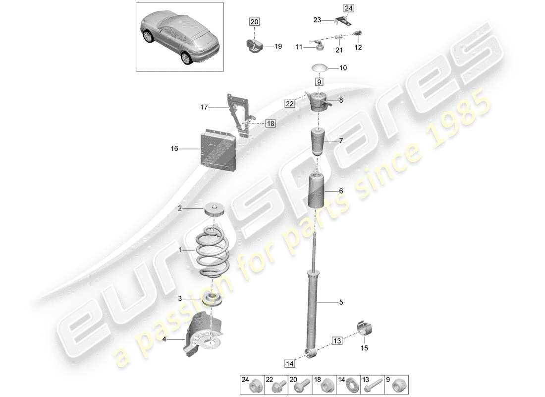 porsche macan (2020) steel spring suspension part diagram