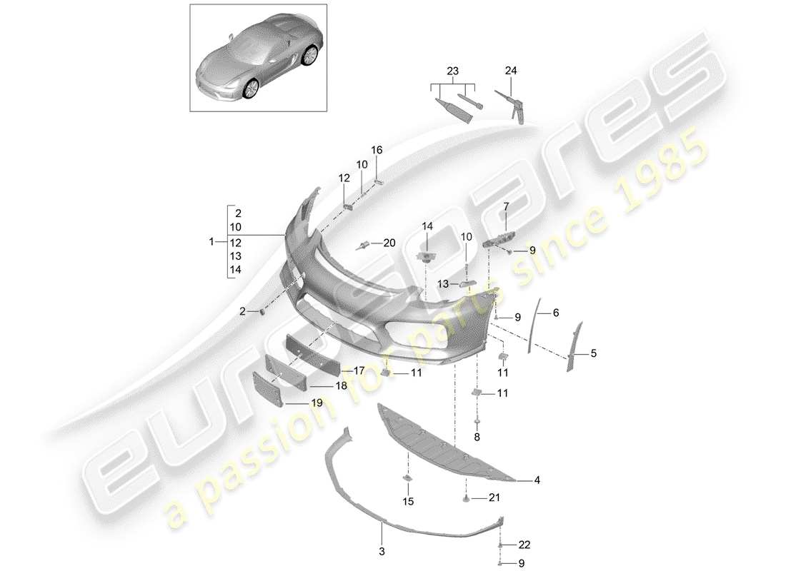 porsche boxster spyder (2016) bumper part diagram