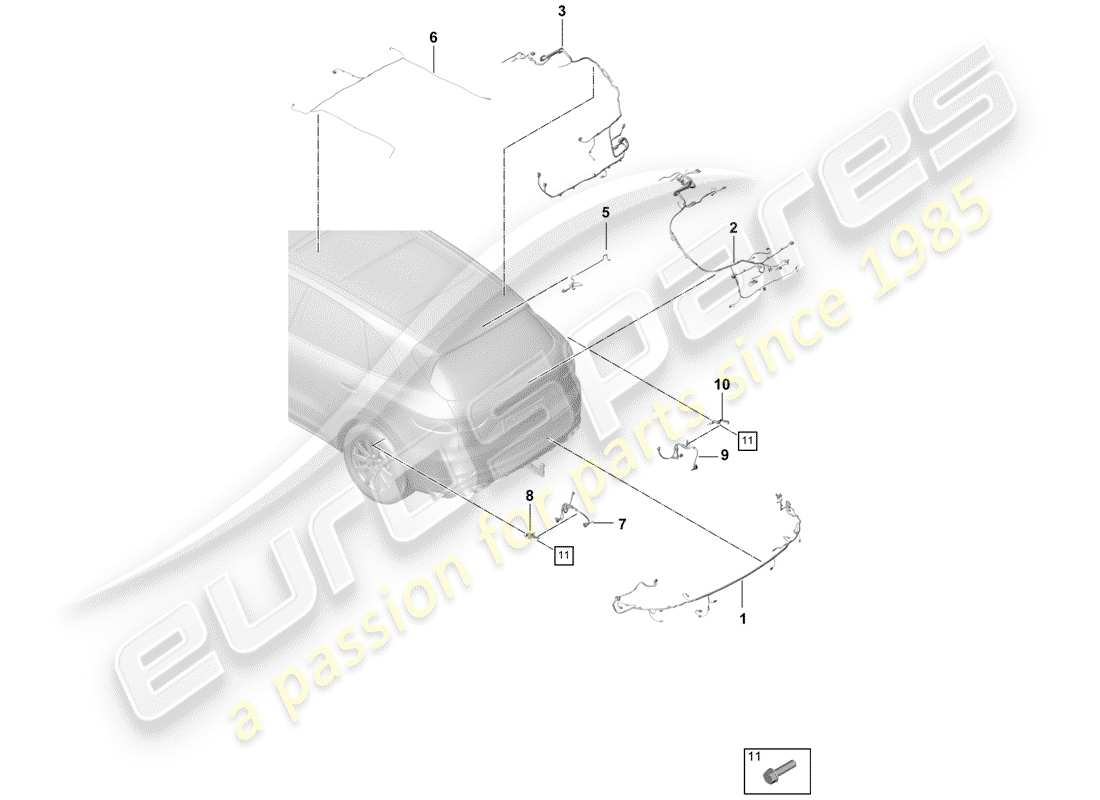 porsche cayenne e3 (2020) wiring harnesses part diagram