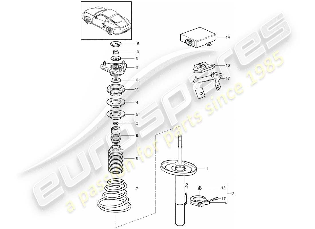 porsche cayman 987 (2011) suspension part diagram