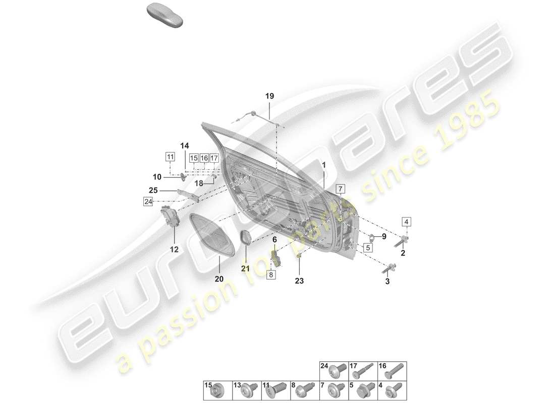 porsche 2020 door shell part diagram