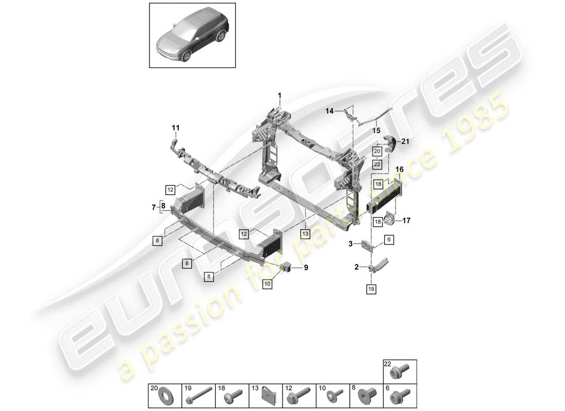 porsche cayenne e3 (2020) bumper part diagram