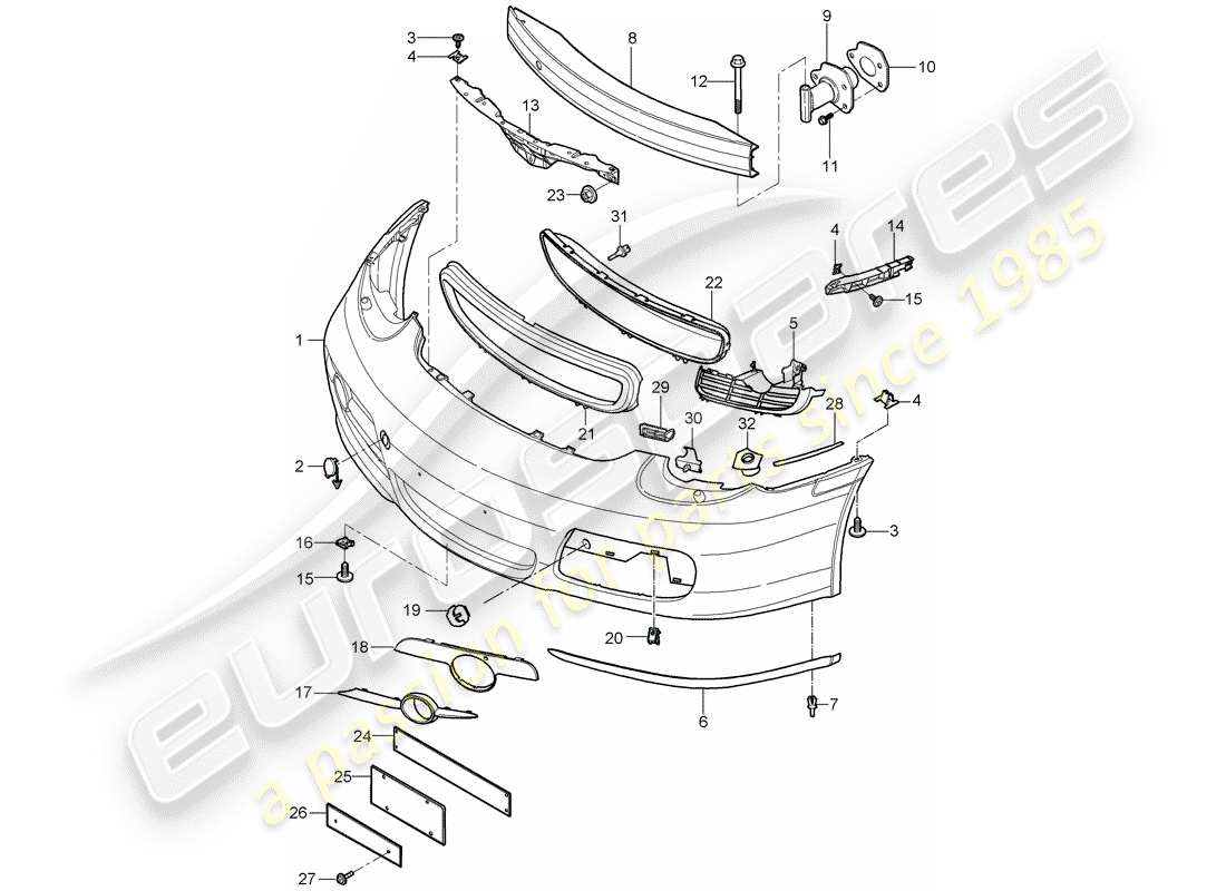 porsche cayman 987 (2006) bumper part diagram