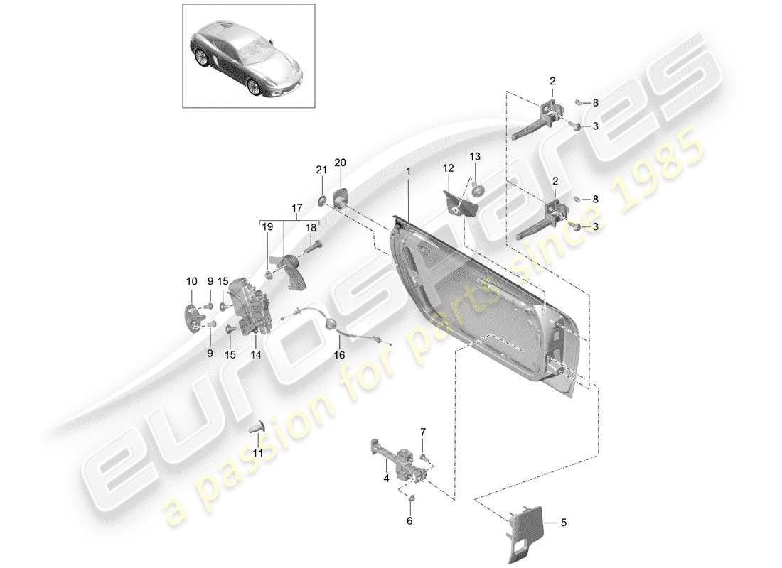 porsche cayman 981 (2015) door shell part diagram