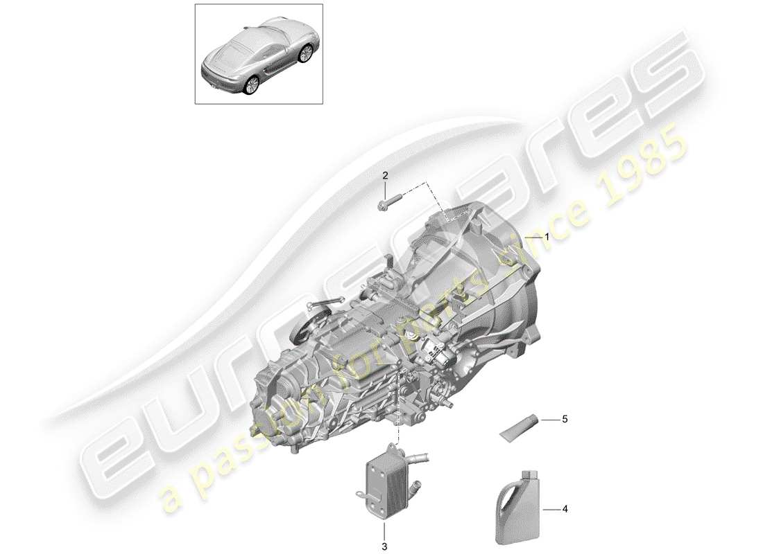 porsche cayman 981 (2016) manual gearbox part diagram