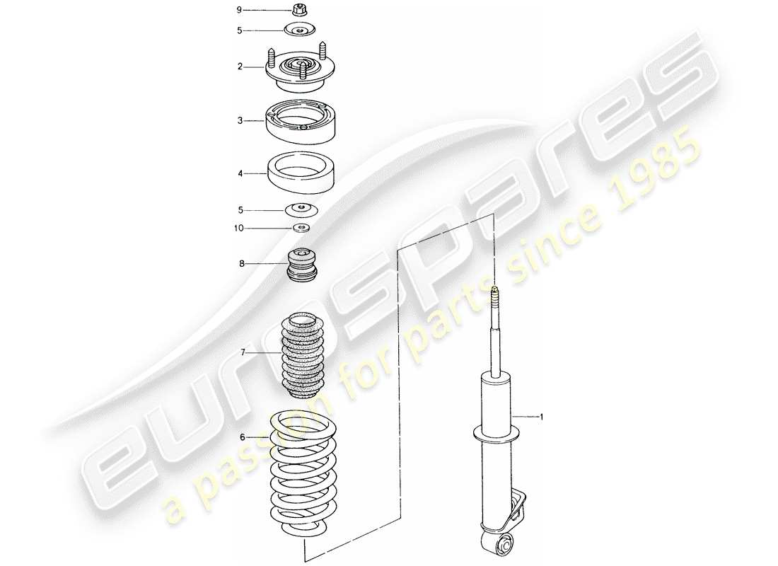 porsche 996 (2002) shock absorber - coil spring part diagram