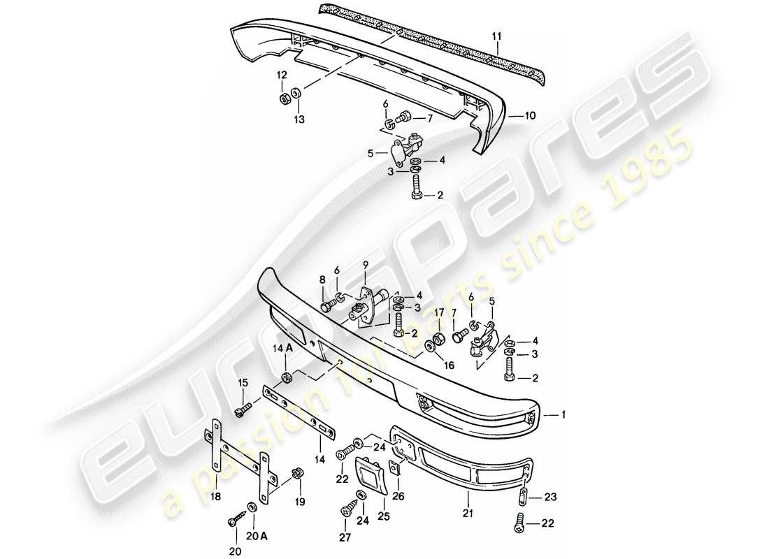 porsche 944 (1983) bumper - without: - buffer part diagram